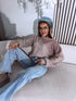 Knitted sweater "ROSETTE Y25008" - CAPPUCCINO